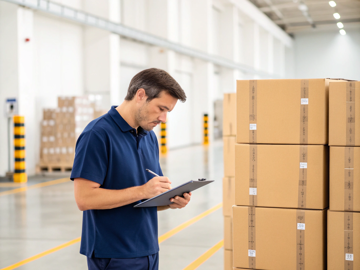 Специалист проверяет документацию на складе РТИ